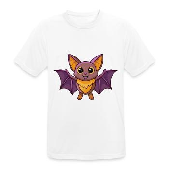 Bat Cute Mascot Cartoon Character Kawaii - Men's Breathable T-Shirt - white - Front - AI Model Male 185 dark (185cm)