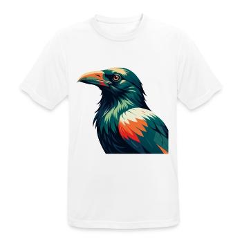 Crow Cartoon Character Colorful Pet Animal - Men's Breathable T-Shirt - white - Front - AI Model Male 185 dark (185cm)