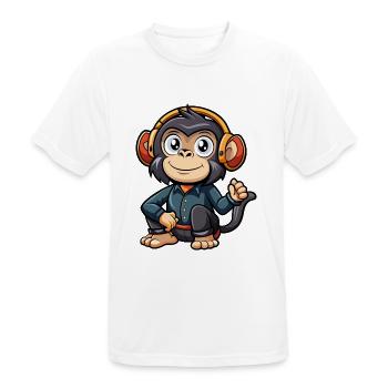 Schimpanse Lustige Cartoon Figur Kopfhörer Musik - Männer T-Shirt atmungsaktiv - Weiß - Vorne - AI Model Male 185 dark (185cm)