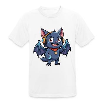 Fledermaus Lustige Zeichentrickfigur Kopfhörer Musik - Männer T-Shirt atmungsaktiv - Weiß - Vorne - AI Model Male 185 dark (185cm)