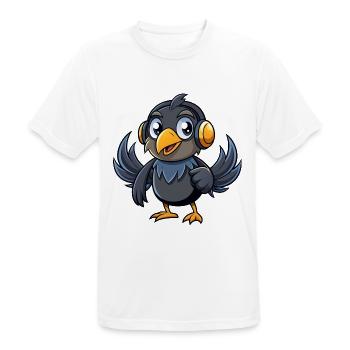 Krähe Lustige Zeichentrickfigur Kopfhörer Musik - Männer T-Shirt atmungsaktiv - Weiß - Vorne - AI Model Male 185 dark (185cm)