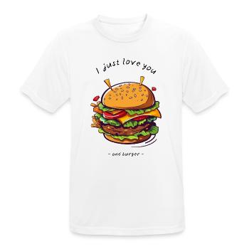 i love u and burger - Männer T-Shirt atmungsaktiv - Weiß - Vorne - AI Model Male 185 dark (185cm)