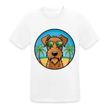 Irish Terrier Hunderasse Cartoon Sonnenbrille Strand - Männer T-Shirt atmungsaktiv - Weiß - Vorne - AI Model Male 185 dark (185cm)