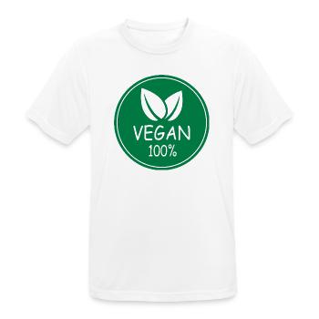 vegan 100% - Männer T-Shirt atmungsaktiv - Weiß - Vorne - AI Model Male 185 dark (185cm)