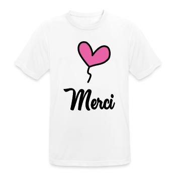 MERCI. MAÎTRESSE. MAÎTRE. MERCI MAÎTRESSE - T-shirt respirant Homme - blanc - Devant - AI Model Male 185 dark (185cm)