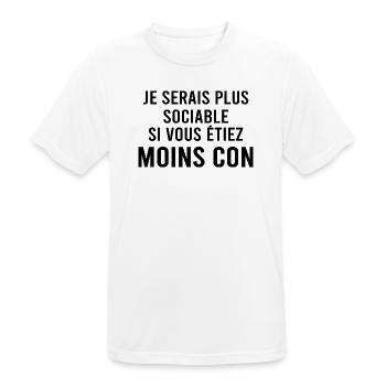 Je serai plus sociable si. - T-shirt respirant Homme - blanc - Devant - AI Model Male 185 dark (185cm)