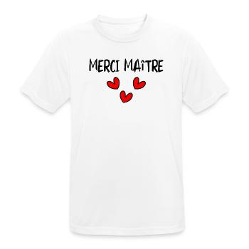 MAÎTRE. MAITRE. MERCI. MERCI MAÎTRE. MAITRE - T-shirt respirant Homme - blanc - Devant - AI Model Male 185 dark (185cm)