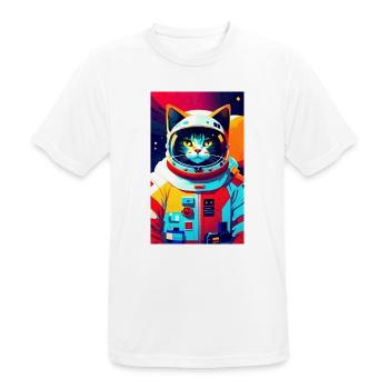 Astronauten-Katze - Männer T-Shirt atmungsaktiv - Weiß - Vorne - AI Model Male 185 dark (185cm)