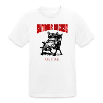 Summer Breeze - Entspannte Katze im Sonnenstuhl - Männer T-Shirt atmungsaktiv - Weiß - Vorne - AI Model Male 185 dark (185cm)
