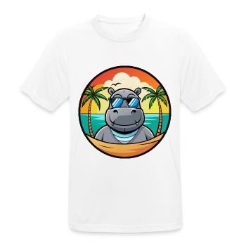 Nilpferd Lustige Cartoon Sommer Strand Sonnenbrille Cool - Männer T-Shirt atmungsaktiv - Weiß - Vorne - AI Model Male 185 dark (185cm)