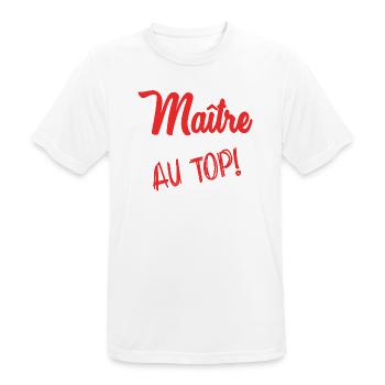 MAÎTRE. MAITRE. MERCI. MERCI MAÎTRE - T-shirt respirant Homme - blanc - Devant - AI Model Male 185 dark (185cm)