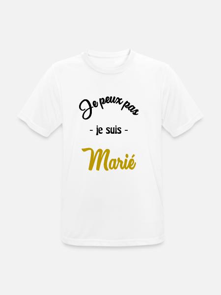 JUST MARRIED. EVJF - T-shirt respirant Homme - blanc