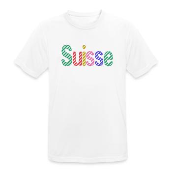 SCHWEIZ. HUMOR. LAND. FLAGGE. GENF. LAUSANNE - Männer T-Shirt atmungsaktiv - Weiß - Vorne - AI Model Male 185 dark (185cm)