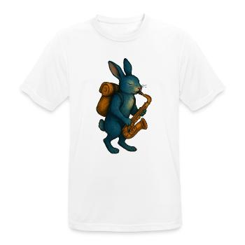 Lapin Bleu avec Saxophone - T-shirt respirant Homme - blanc - Devant - AI Model Male 185 dark (185cm)
