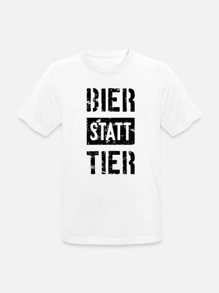 BIER STATT TIER - Männer T-Shirt atmungsaktiv - Weiß