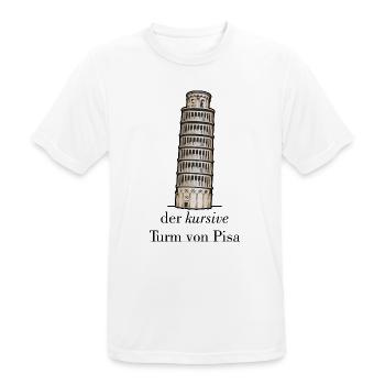 der kursive Turm von Pisa - schief versus kursiv - Männer T-Shirt atmungsaktiv - Weiß - Vorne - AI Model Male 185 dark (185cm)