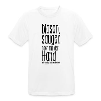 blasen o. saugen, jeder beseitigt Laub wie er will - Männer T-Shirt atmungsaktiv - Weiß - Vorne - AI Model Male 185 dark (185cm)