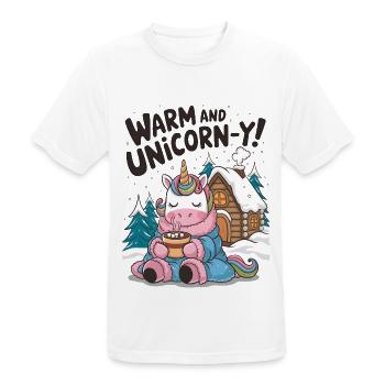 Warm And Unicorn-y! - Men's Breathable T-Shirt - white - Front - AI Model Male 185 dark (185cm)