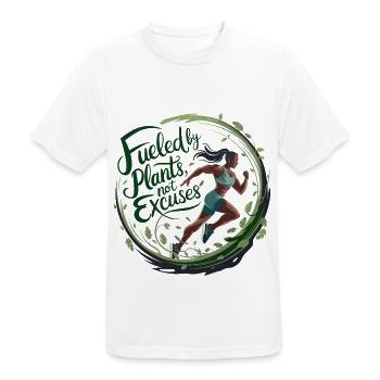 Fueled By Plants Not Excuses - Men's Breathable T-Shirt - white - Front - AI Model Male 185 dark (185cm)