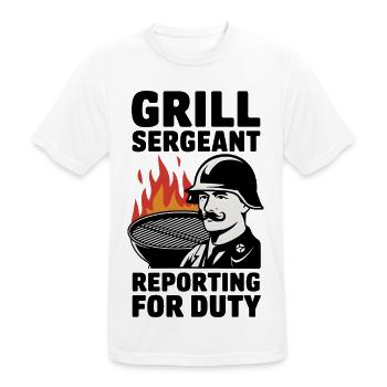 Grill Sergeant Reporting For Duty - Men's Breathable T-Shirt - white - Front - AI Model Male 185 dark (185cm)
