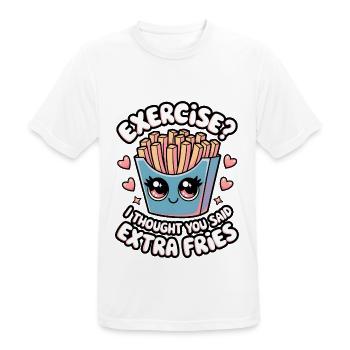 Exercice? Je pensais que vous aviez dit frites supplémentaires - T-shirt respirant Homme - blanc - Devant - AI Model Male 185 dark (185cm)