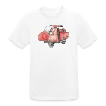 Vintage scooter avec side-car - T-shirt respirant Homme - blanc - Devant - AI Model Male 185 dark (185cm)