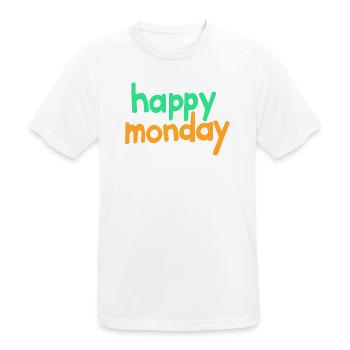 happy monday - Men's Breathable T-Shirt - white - Front - AI Model Male 185 dark (185cm)