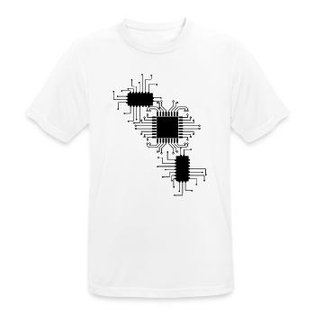 électricien électricien électronique électrique profession tension CPU - T-shirt respirant Homme - blanc - Devant - AI Model Male 185 dark (185cm)