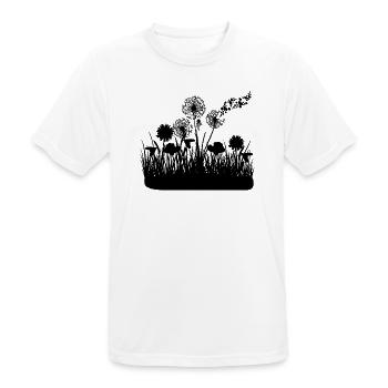 Butterfly Design Pust flowers meadow hearts - Men's Breathable T-Shirt - white - Front - AI Model Male 185 dark (185cm)