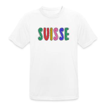 SUISSE. PAYS. GENEVE - T-shirt respirant Homme - blanc - Devant - AI Model Male 185 dark (185cm)