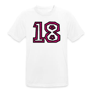 18. 18 YEARS OLD. 18th ANNIVERSARY. BIRTHDAY 18 YEARS. - Men's Breathable T-Shirt - white - Front - AI Model Male 185 dark (185cm)