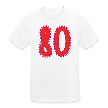 80. 80 ANS. 80e ANNIVERSAIRE. ANNIVERSAIRE 80 ANS. - T-shirt respirant Homme - blanc - Devant - AI Model Male 185 dark (185cm)