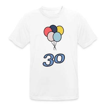 30. 30 ANS. 30e ANNIVERSAIRE. ANNIVERSAIRE 30 ANS. - T-shirt respirant Homme - blanc - Devant - AI Model Male 185 dark (185cm)