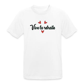 RETRAITE. RETRAITE. RETRAITEE. BONNE RETRAITE - T-shirt respirant Homme - blanc - Devant - AI Model Male 185 dark (185cm)