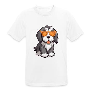 Bärtiger Collie Hund Rasse Aquarell Karikatur Kawaii - Männer T-Shirt atmungsaktiv - Weiß - Vorne - AI Model Male 185 dark (185cm)