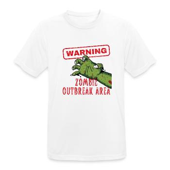 Warnung Zombie Outbreak Area Brain Eater - Männer T-Shirt atmungsaktiv - Weiß - Vorne - AI Model Male 185 dark (185cm)
