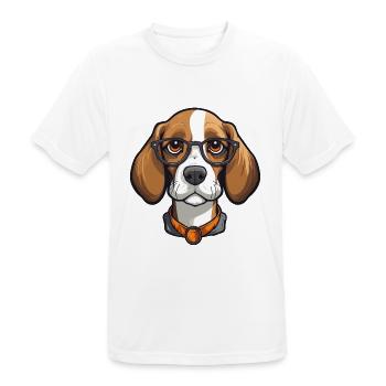 Beagle Hunderasse Aquarell Cartoon Kawaii Brille - Männer T-Shirt atmungsaktiv - Weiß - Vorne - AI Model Male 185 dark (185cm)
