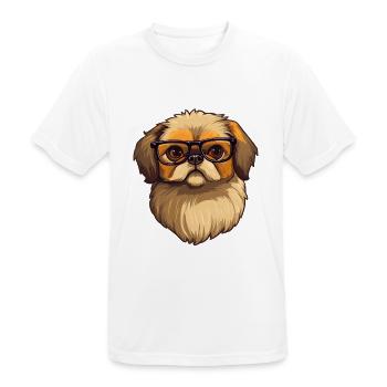Pekinesische Hunderasse Aquarell Karikatur Kawaii Glas - Männer T-Shirt atmungsaktiv - Weiß - Vorne - AI Model Male 185 dark (185cm)