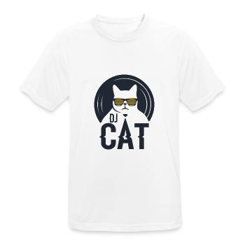 DJ Cat - Katze mit Sonnenbrille Vinyl - Männer T-Shirt atmungsaktiv - Weiß - Vorne - AI Model Male 185 dark (185cm)