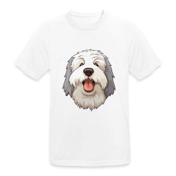 Alter englischer Schäferhund Hunderasse Aquarell-Karikatur - Männer T-Shirt atmungsaktiv - Weiß - Vorne - AI Model Male 185 dark (185cm)