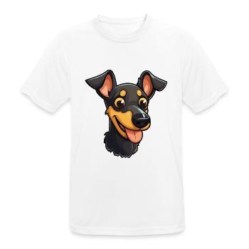 Manchester Terrier Hunderasse Aquarell Karikatur Ka - Männer T-Shirt atmungsaktiv - Weiß - Vorne - AI Model Male 185 dark (185cm)