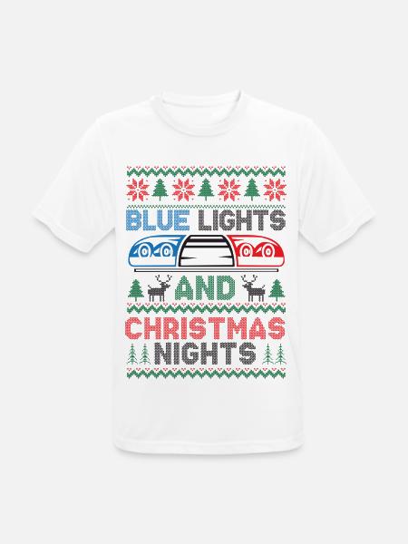 Blaue Lichter und Weihnachtsnächte Polizei Weihnac - Männer T-Shirt atmungsaktiv - Weiß