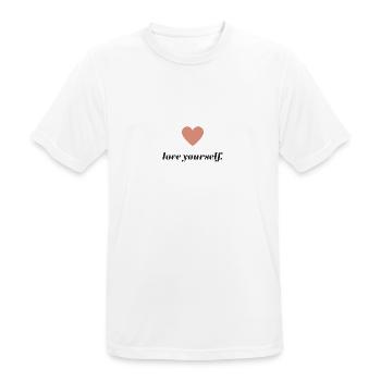 Herz Selbstliebe Schriftzug - Männer T-Shirt atmungsaktiv - Weiß - Vorne - AI Model Male 185 dark (185cm)