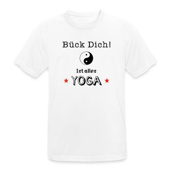 bück dich yoga - Männer T-Shirt atmungsaktiv - Weiß - Vorne - AI Model Male 185 dark (185cm)