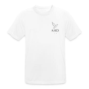 Hospizbewegung Gera - Flying Dove schwarz - Männer T-Shirt atmungsaktiv - Weiß - Vorne - AI Model Male 185 dark (185cm)