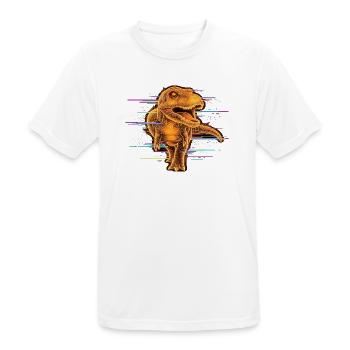 Cyber Dino – Orange Neon Glitch T-Shirt - Männer T-Shirt atmungsaktiv - Weiß - Vorne - AI Model Male 185 dark (185cm)