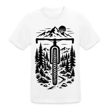 Mountainbike Abenteuer in den Bergen Natur Motiv! - Männer T-Shirt atmungsaktiv - Weiß - Vorne - AI Model Male 185 dark (185cm)