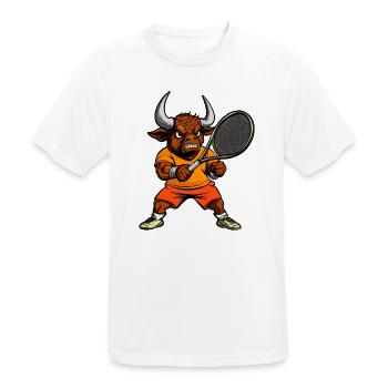 Stier Tennisspieler - Männer T-Shirt atmungsaktiv - Weiß - Vorne - AI Model Male 185 dark (185cm)