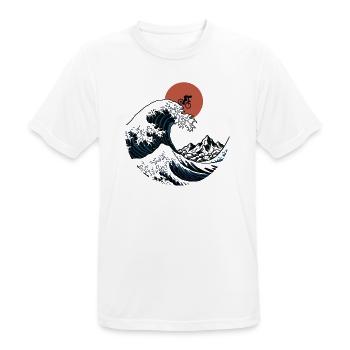 Japanische Ukiyo-e Gravel Bike Wave Art - Männer T-Shirt atmungsaktiv - Weiß - Vorne - AI Model Male 185 dark (185cm)