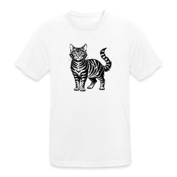 Getigerte Katze - Männer T-Shirt atmungsaktiv - Weiß - Vorne - AI Model Male 185 dark (185cm)